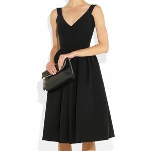Preen by Thornton Bregazzi Black Plunge Neck Stretch Ted Satin Flo Dress Medium